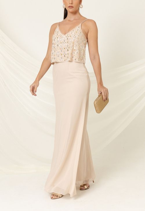 Vestido Fiori longo Aidan Mattox - off white (Disponível apenas na loja de Freguesia e Itaipava)