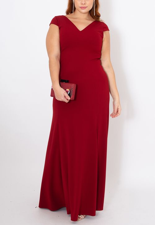 Vestido Nita longo Powerlook - vermelho marsala