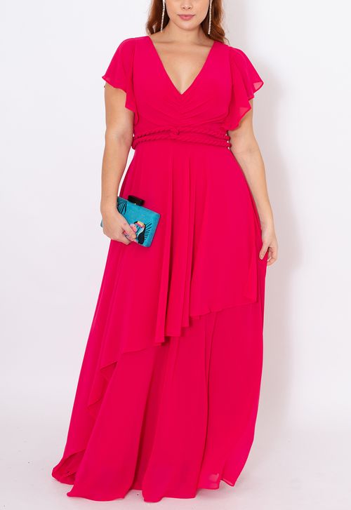 Vestido Sophie longo Powerlook - rosa pink