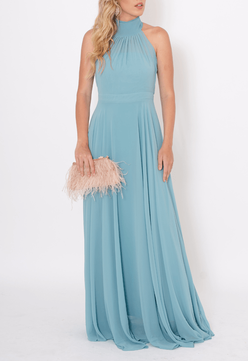 Vestido Nazaré longo Powerlook - azul claro