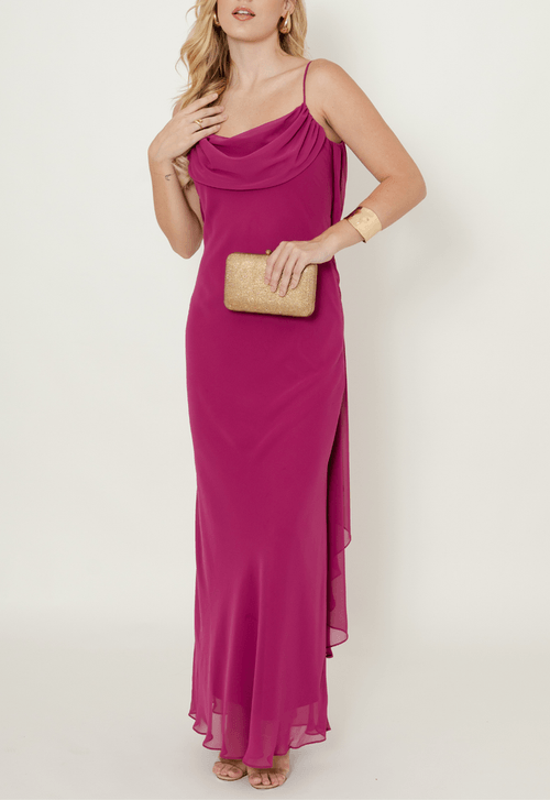 Vestido Amal Longo Powerlook - rosa  fúcsia