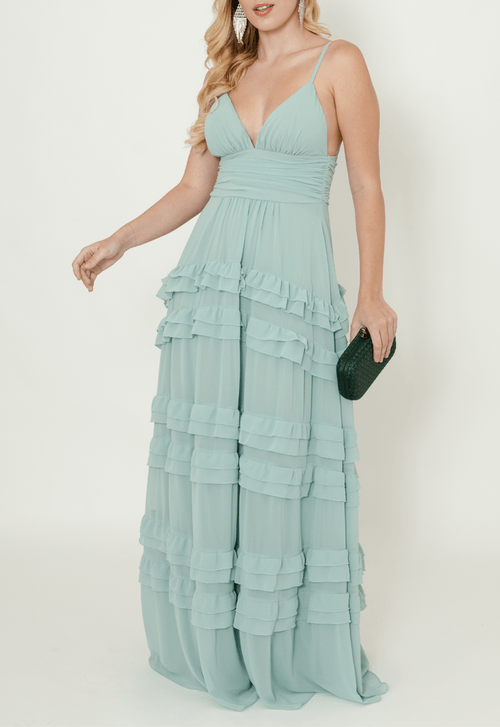 Vestido Fiorentina Longo Powerlook - verde menta
