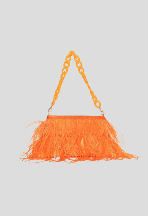 Clutch Plumas e Corrente Powerlook - laranja