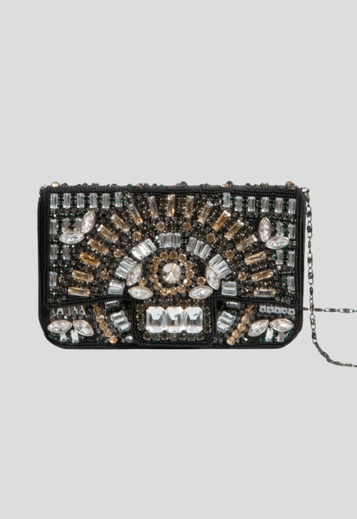 Clutch Bordada pedras Isla - preto