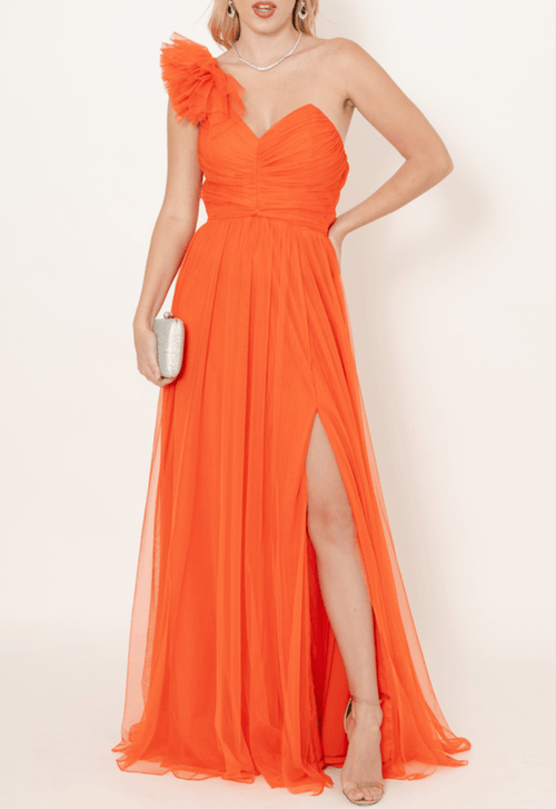Vestido Flor Liz Longo Powerlook - laranja coral