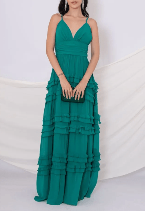 Vestido Fiorentina longo Powerlook - verde bandeira