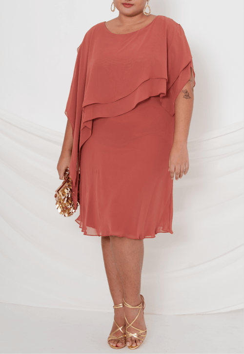 Vestido Ana Maria midi Powerlook - terracota