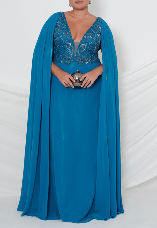 Vestido Nanda longo Powerlook - azul