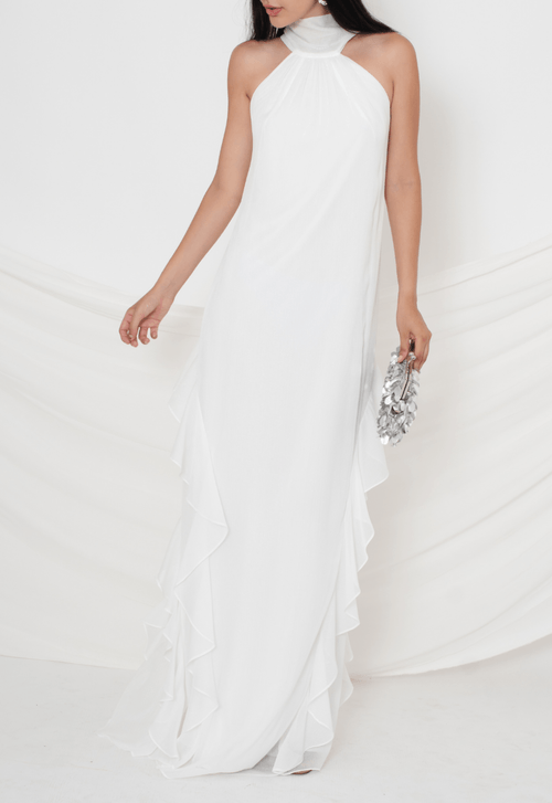 Vestido Flay longo Powerlook - off white