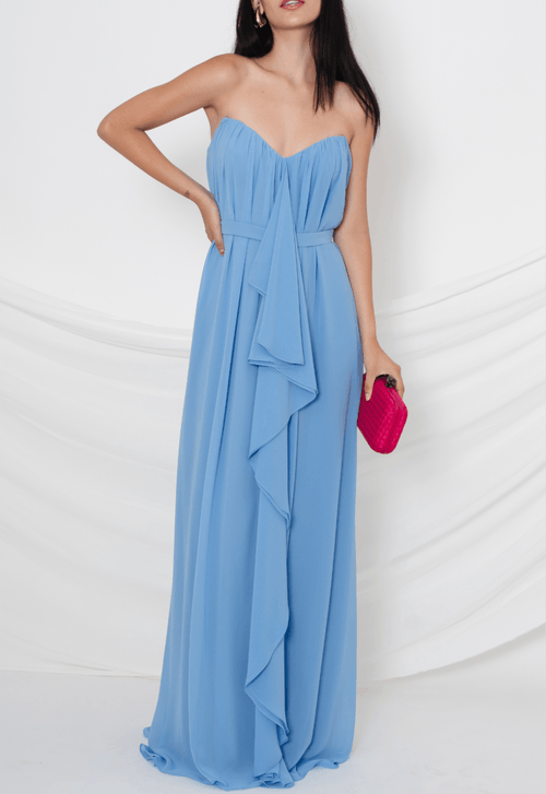 Vestido Biancardi longo Powerlook - azul serenity