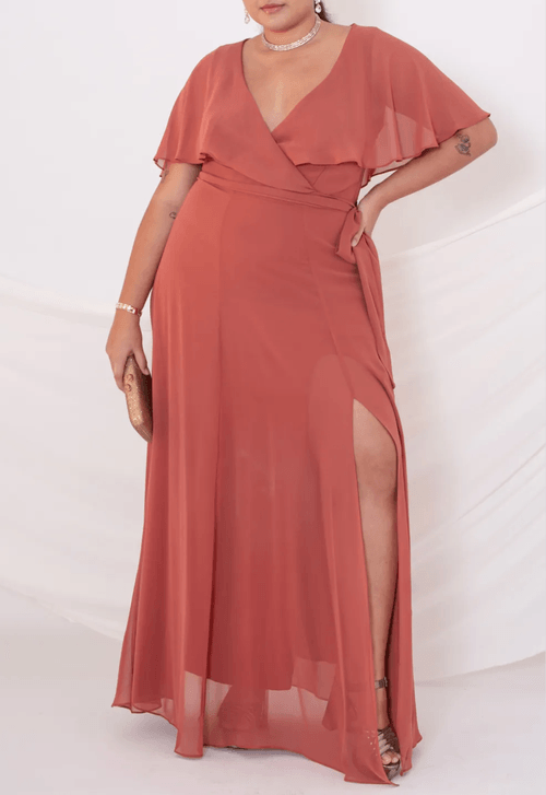 Vestido Faiga longo Powerlook - terracota