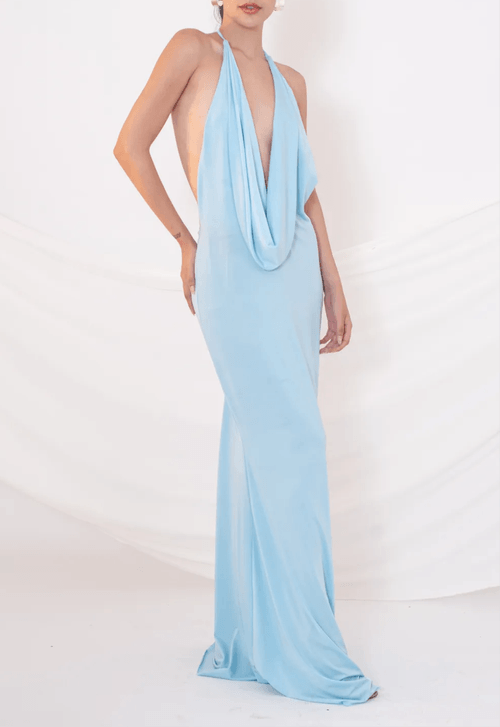 Vestido Viola longo Powerlook - azul serenity