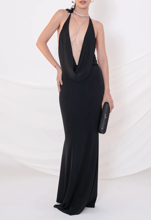 Vestido Viola longo Powerlook - preto