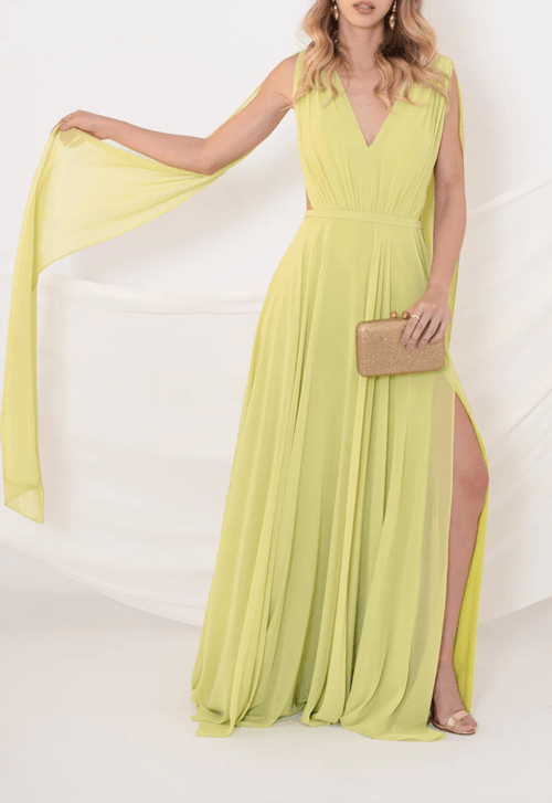 Vestido Jubileu longo Powerlook - verde lima