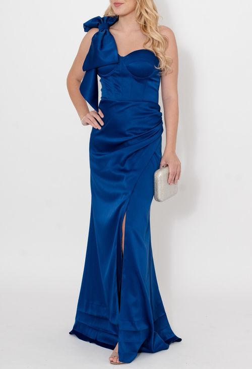 Vestido Baila longo Powerlook - azul royal