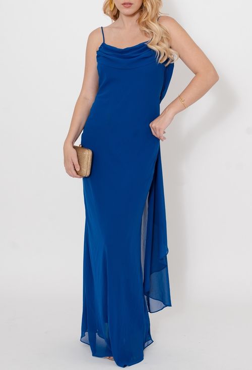 Vestido Amal longo Powerlook - azul royal