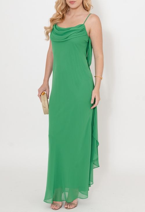 Vestido Amal longo Powerlook - verde bandeira