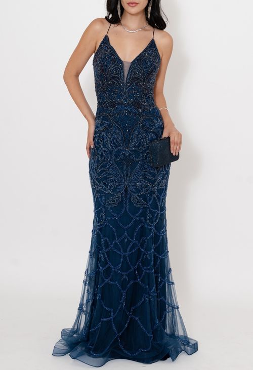 Vestido Peter longo Powerlook - marinho (disponível apenas em Niterói)
