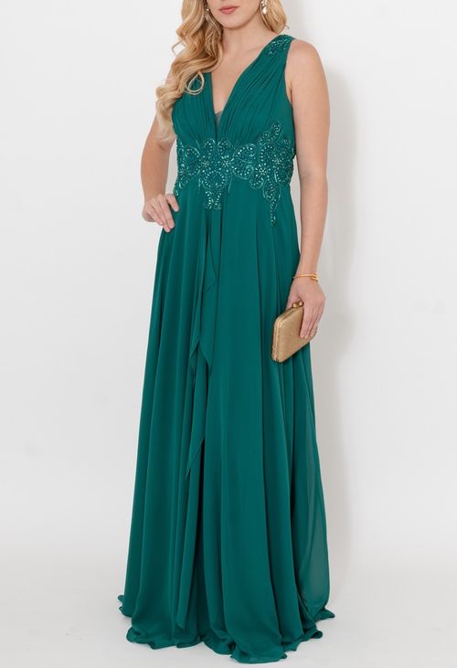 Vestido Ipê longo Powerlook - verde (disponível apenas em Niterói)