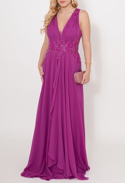 Vestido Ipê longo Powerlook - fúcsia (disponível apenas em Itaipava)
