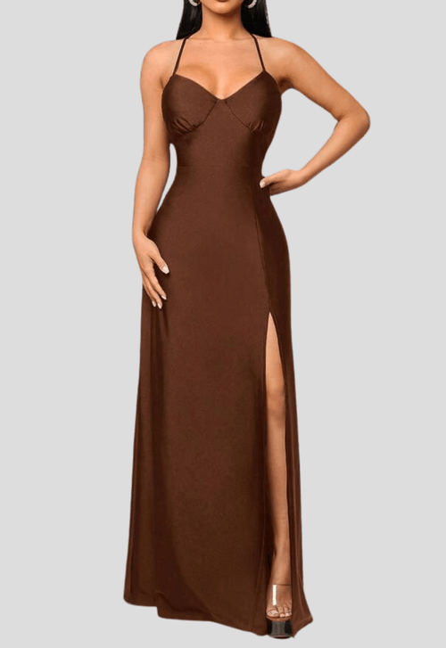 Vestido Mocha longo Powerlook - marrom