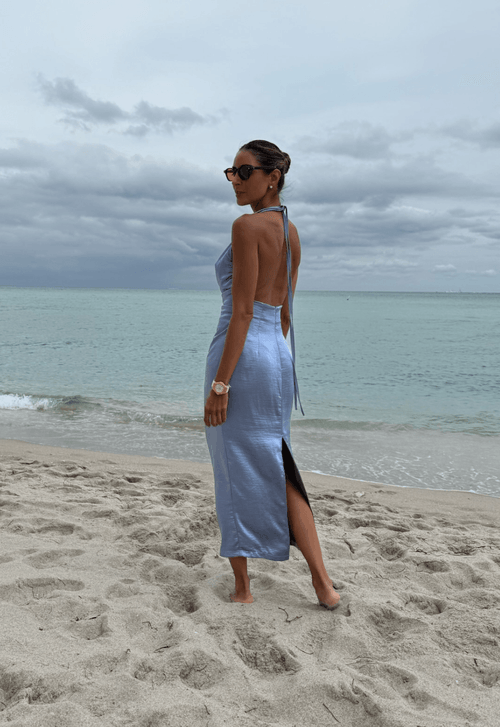 Vestido Slip midi Powerlook - azul