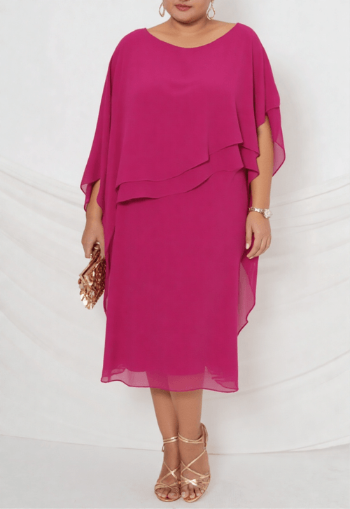 Vestido Ana Maria Midi Powerlook - rosa fúcsia