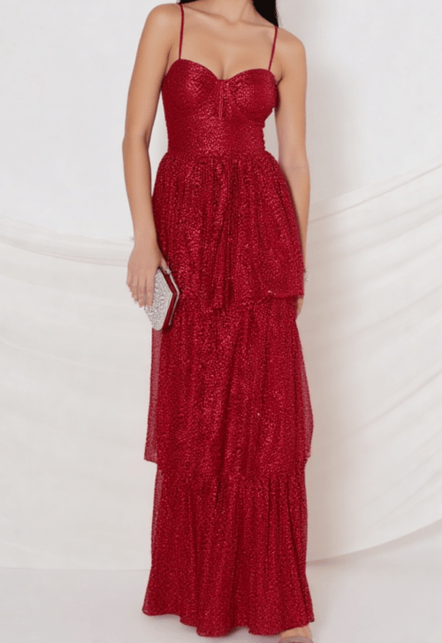 Vestido Purp longo Powerlook - vermelho