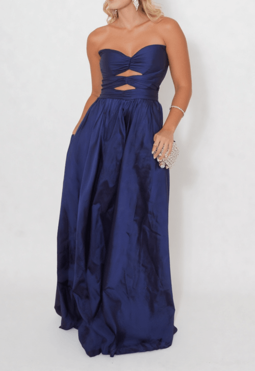 Vestido Dana longo Powerlook - azul marinho