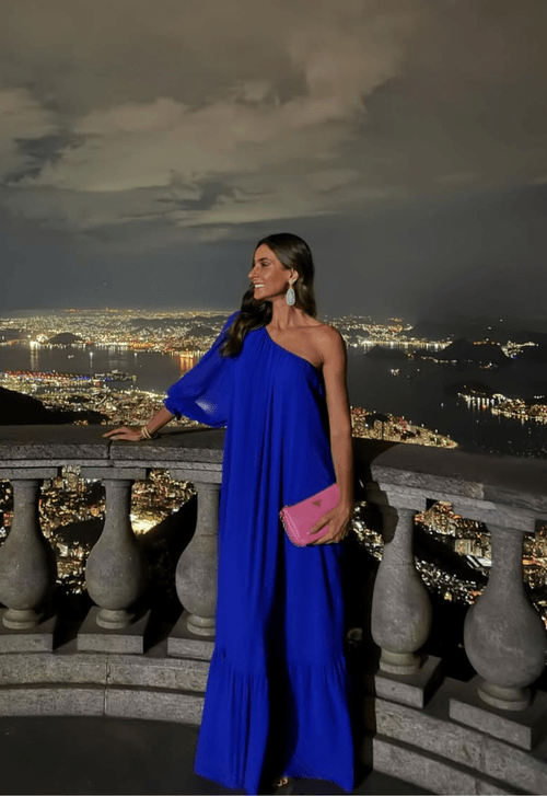 Vestido Xavier longo Powerlook - azul bic