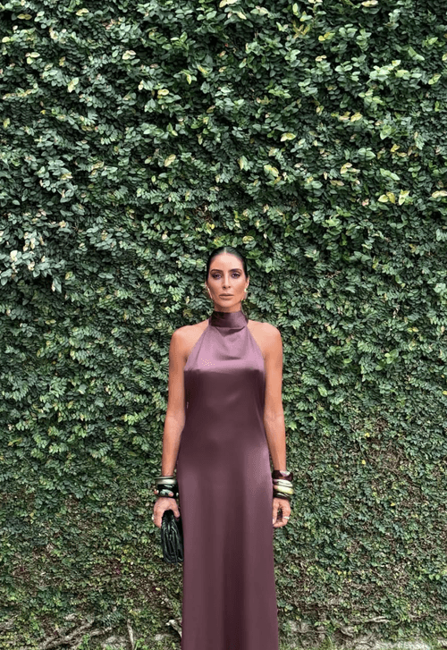 Vestido Cacau longo Powerlook - marrom