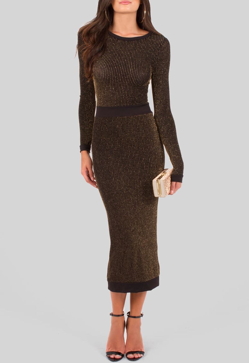 vestido-finn-midi-de-manga-comprida-em-lurex-com-relevo-powerlook-preto-e-dourado