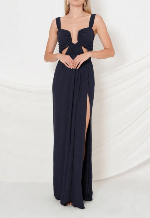 Vestido Luz longo Powerlook - azul marinho
