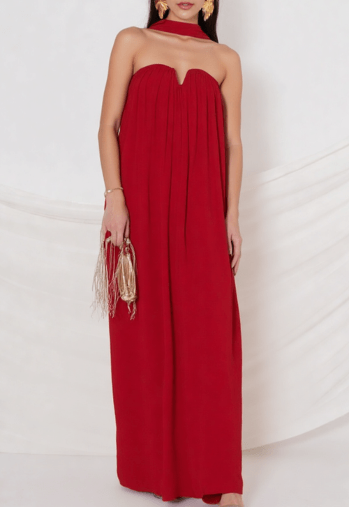Vestido Sara longo Powerlook - vinho