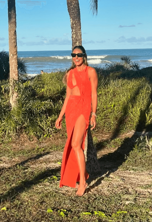 Vestido Polly longo Powerlook - laranja coral