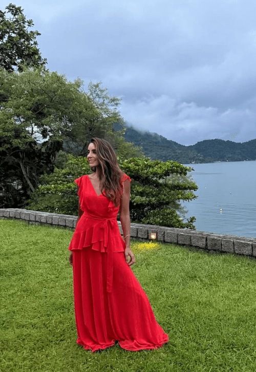 Vestido Agueda longo Powerlook - laranja coral