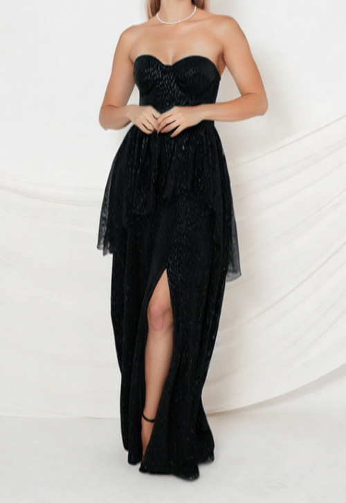 Vestido Glit longo Powerlook - preto