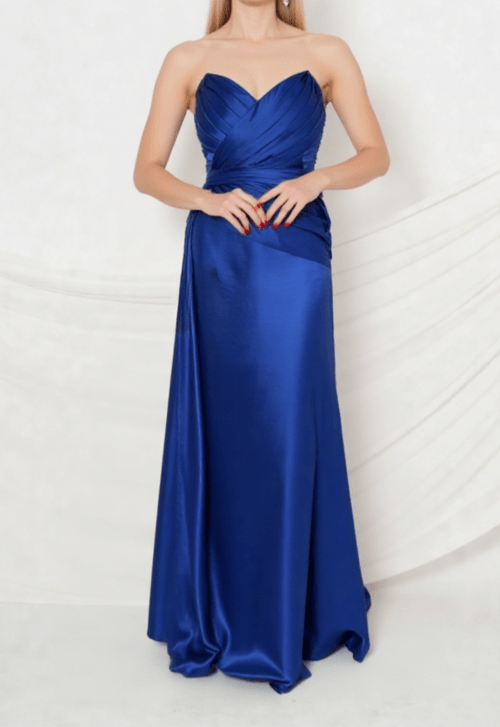 Vestido Prin longo Powerlook - azul royal
