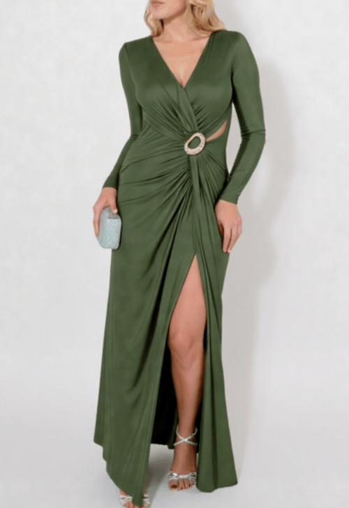 Vestido Alina longo Powerlook - verde oliva