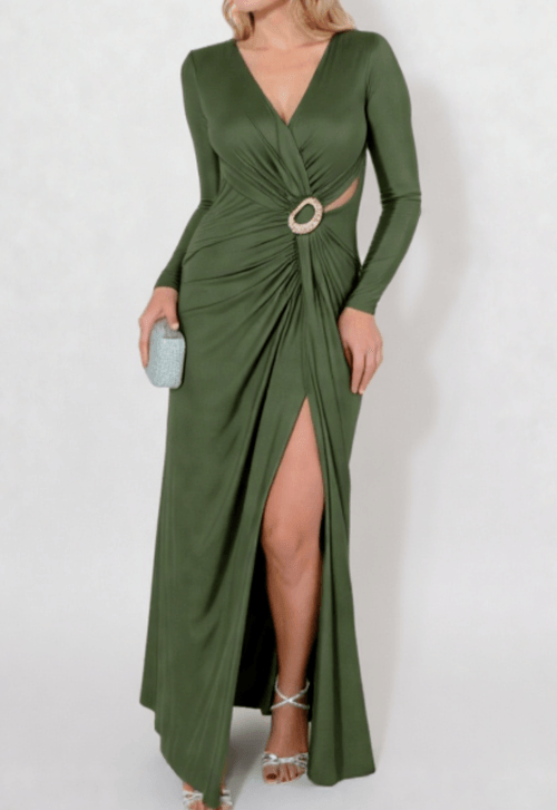 Vestido Alina longo Powerlook - verde oliva
