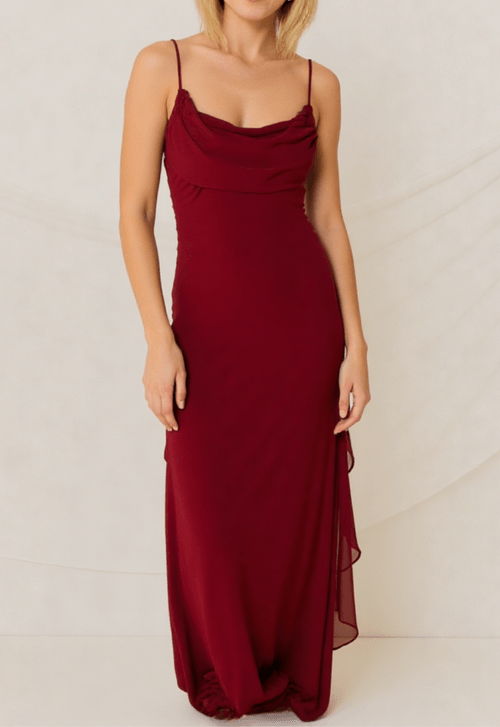 Vestido Amal longo Powerlook - marsala