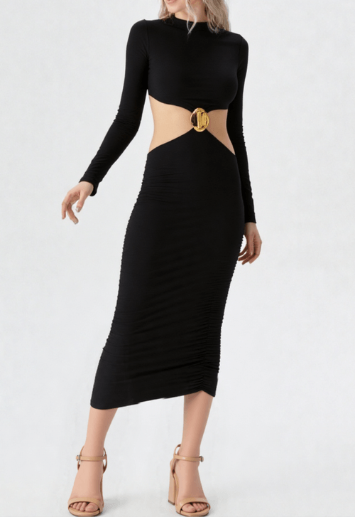 Vestido Biolê midi Powerlook - preto