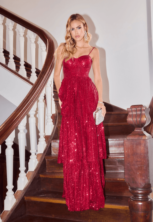 Vestido Purp longo Powerlook - vermelho