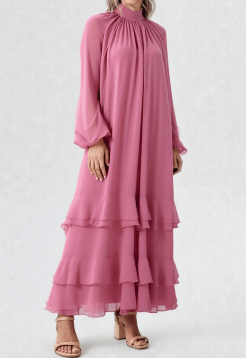 Vestido Boho longo Powerlook - rosa queimado