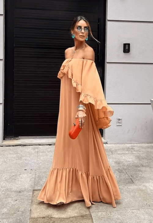 Vestido Flui longo Powerlook - nude