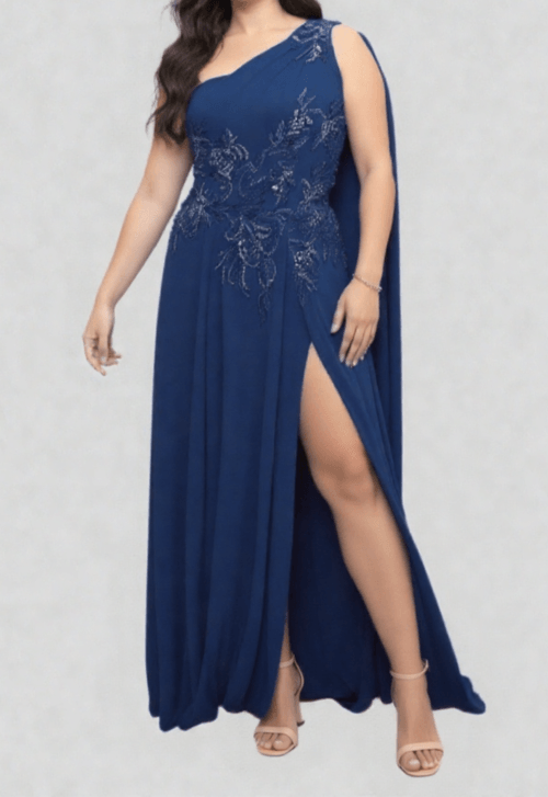 Vestido Valen longo Powerlook - azul marinho