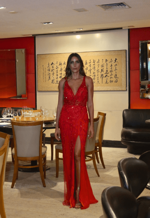 Vestido Sereia longo Powerlook - vermelho