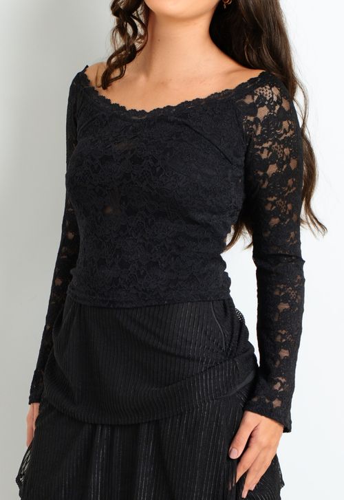 Blusa Grecia em renda Astrid - preto